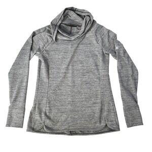 Spyder Shirt Women's Sz M Long Sleeve Cowl Neck Compression Gray Logo Mock Neck